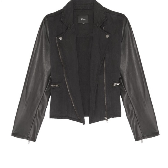 NWT Rails moto black faux leather mix size S - Picture 2 of 9